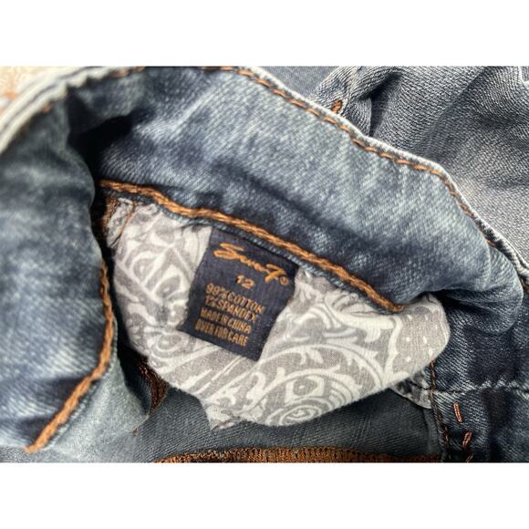 Womens Seven 7 for All Mankind Wide Leg Medium Wash Blue Denim Jeans Size 12 - Picture 4 of 7